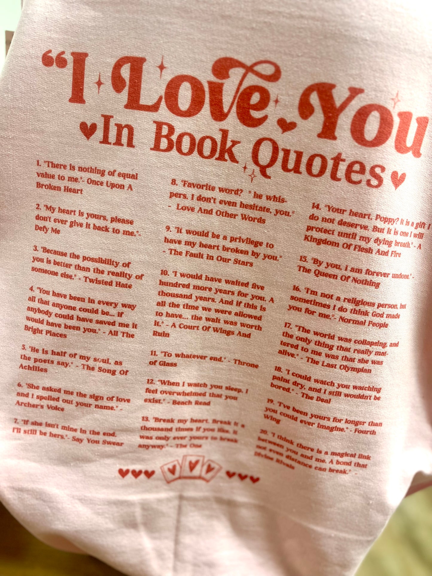 I Love You Book Quotes Crewneck