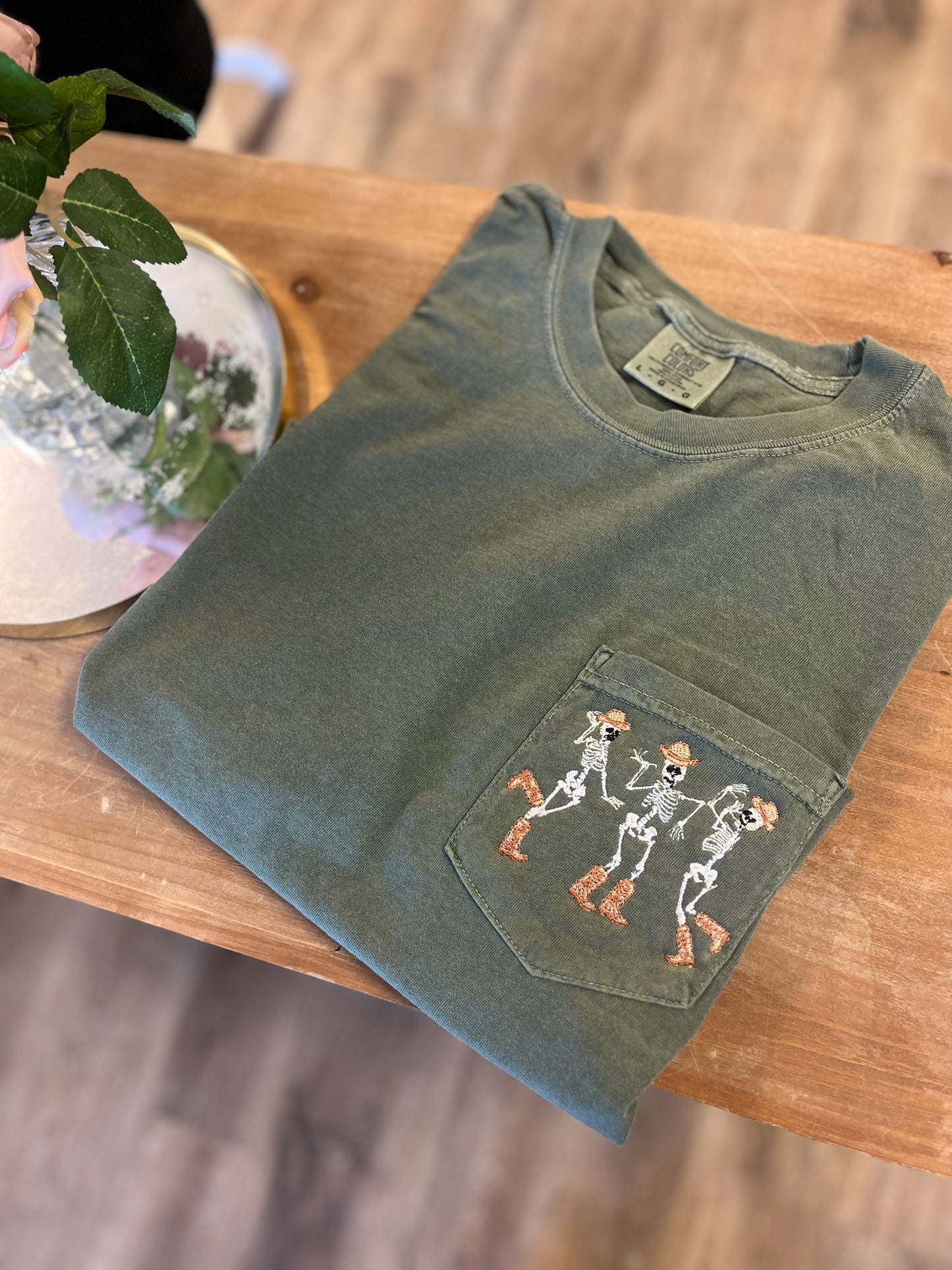 Embroidered Cowboy Skeletons Tee