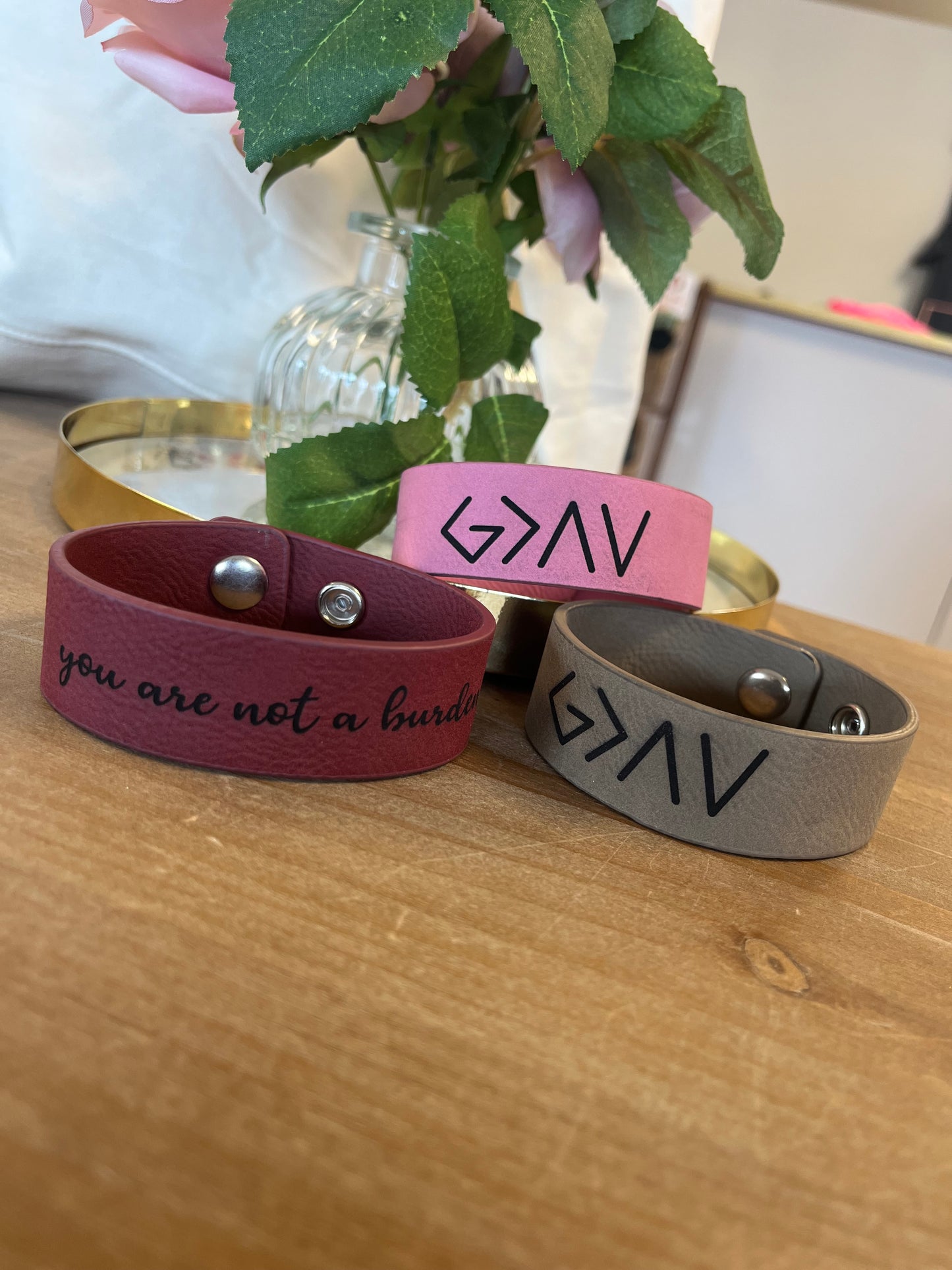 God is Greater Leather Bracelet