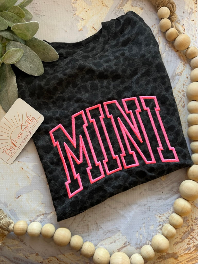 Embroidered Mini Tee in Black Leopard