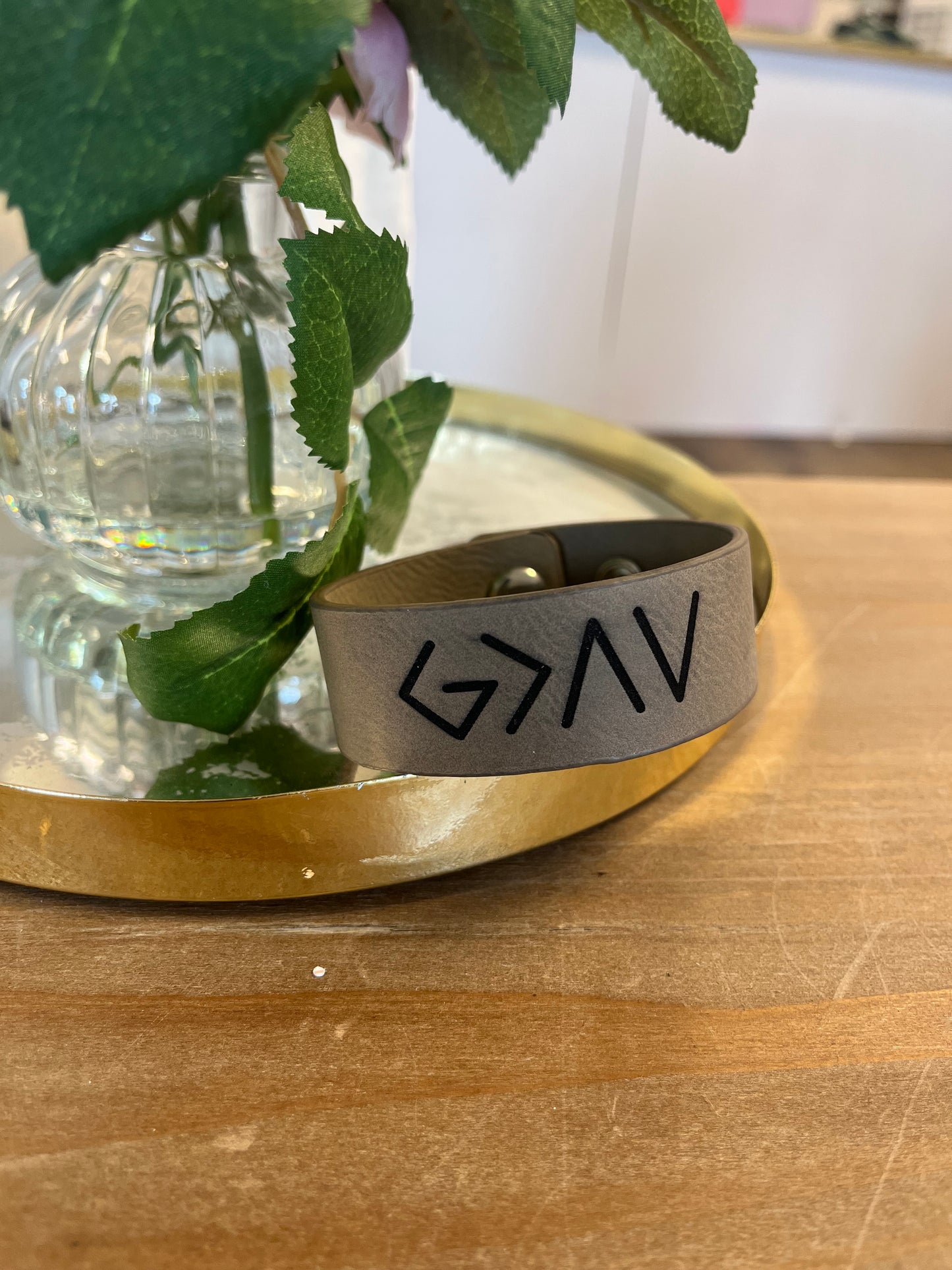 God is Greater Leather Bracelet