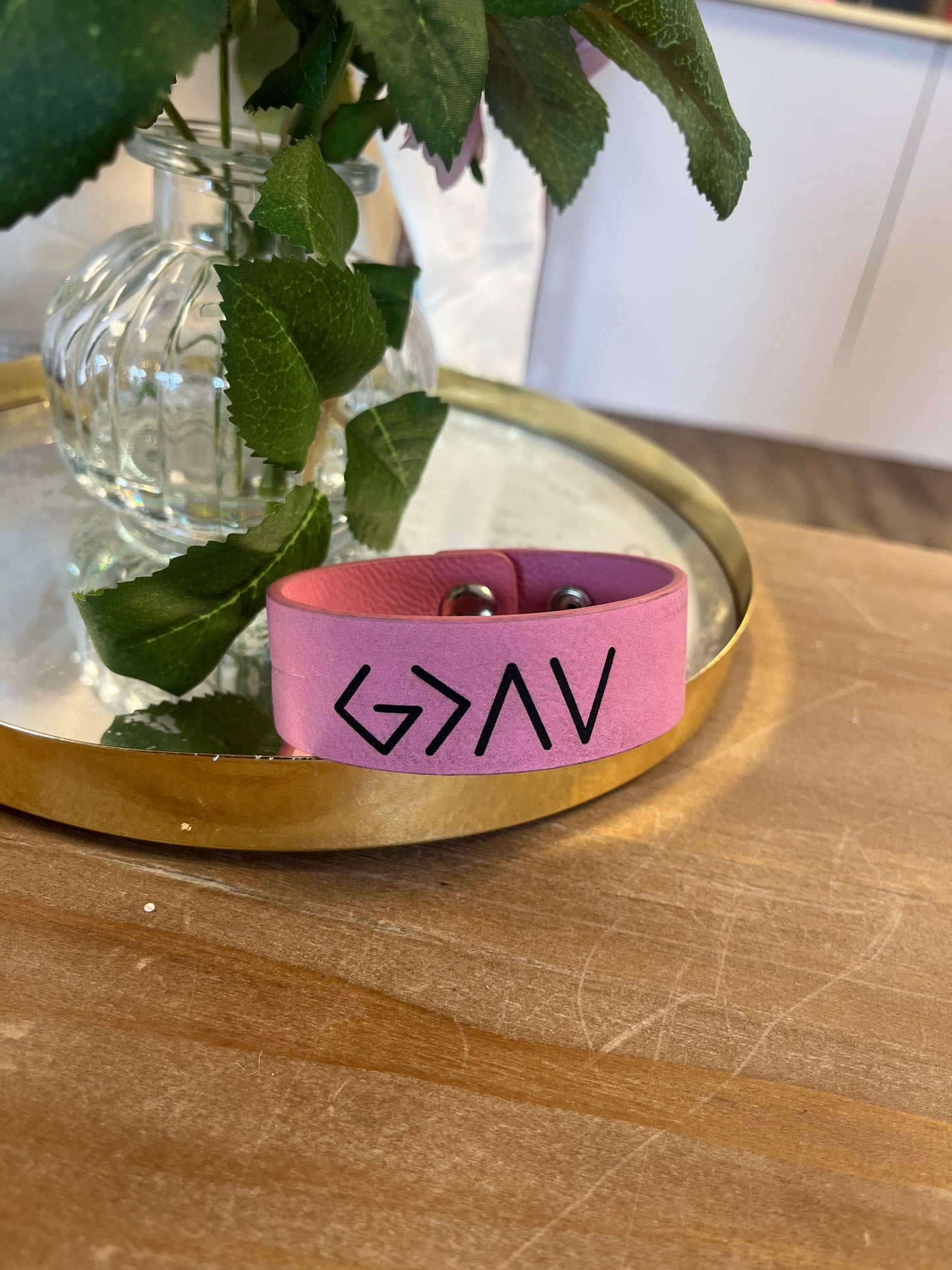 God is Greater Leather Bracelet