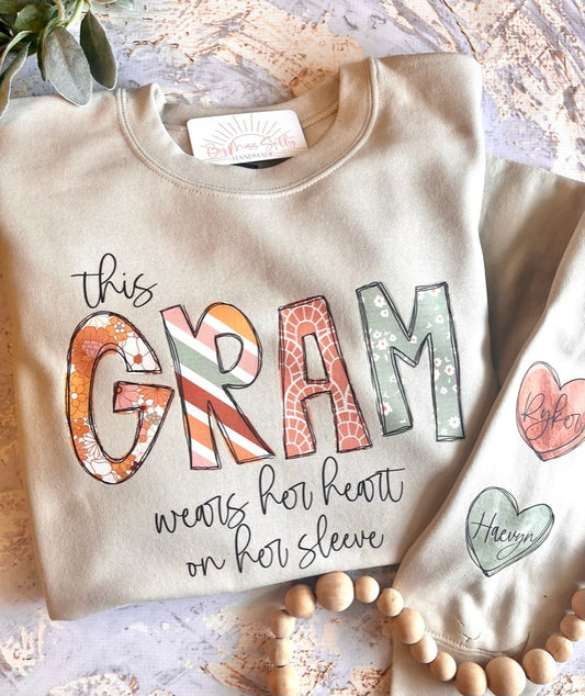 Custom Boho Gram's Hearts Sweatshirt