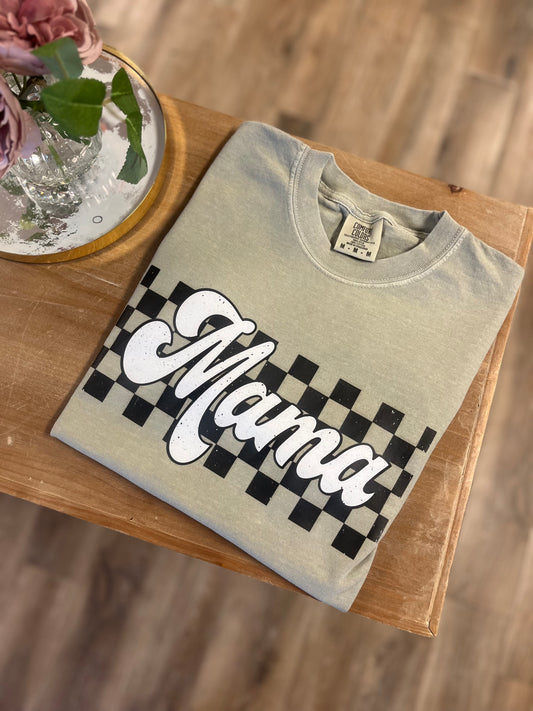 Checkered Mama Tee