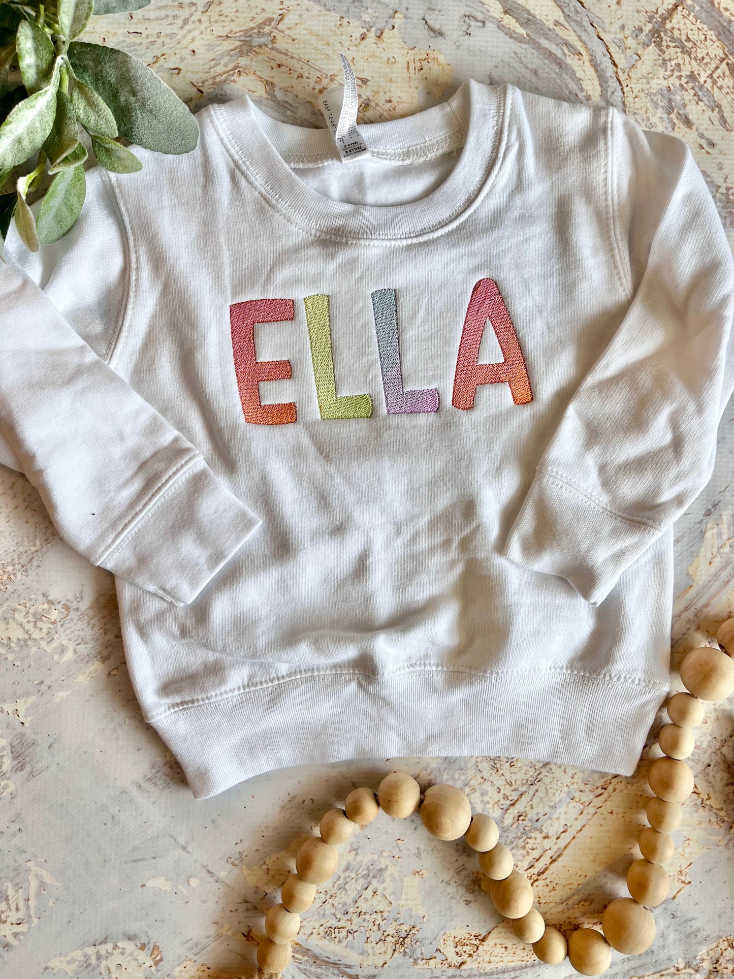 Custom Rainbow Name Toddler Crewneck Sweatshirt