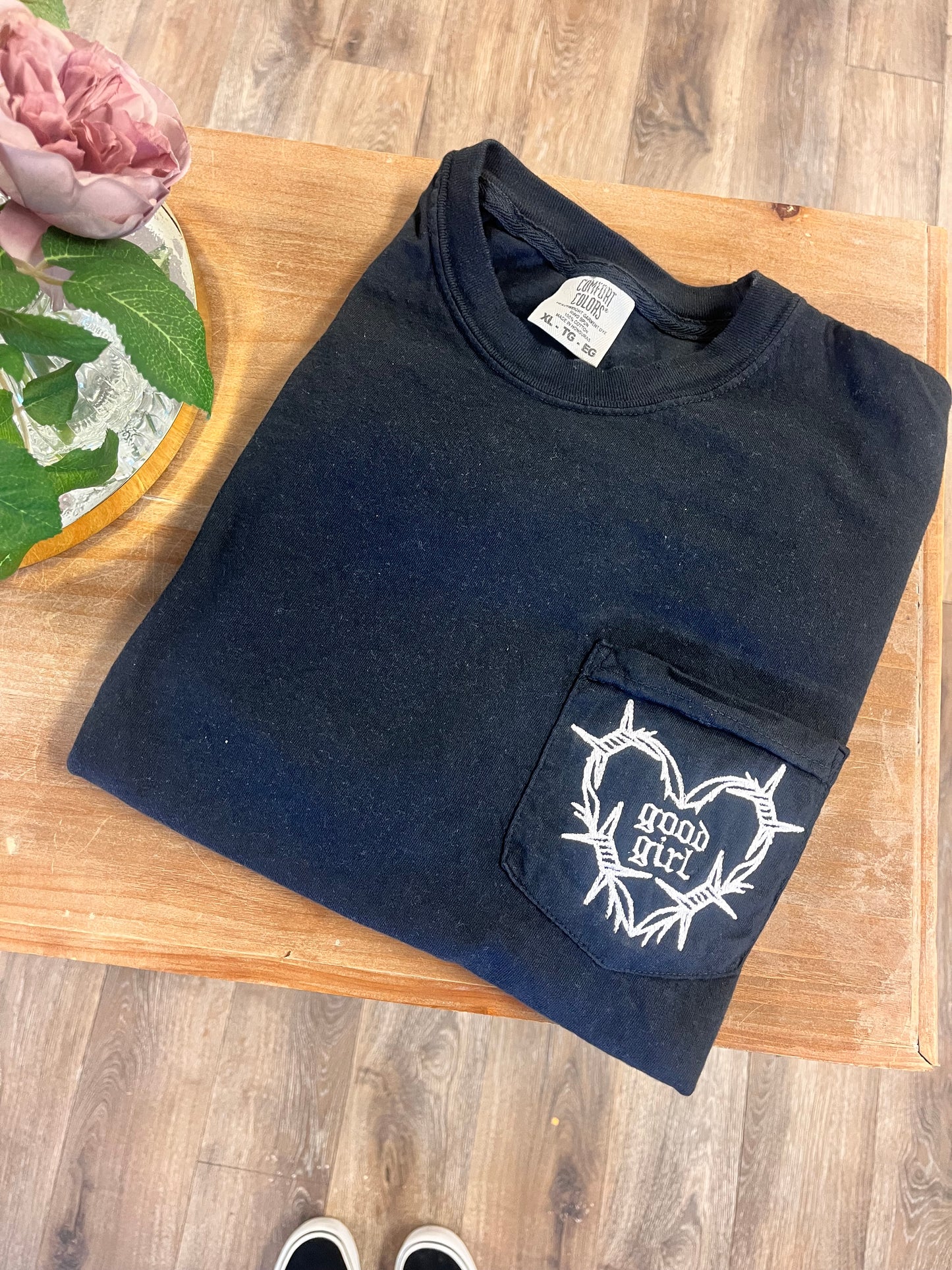 Embroidered Good Girl Pocket Tee