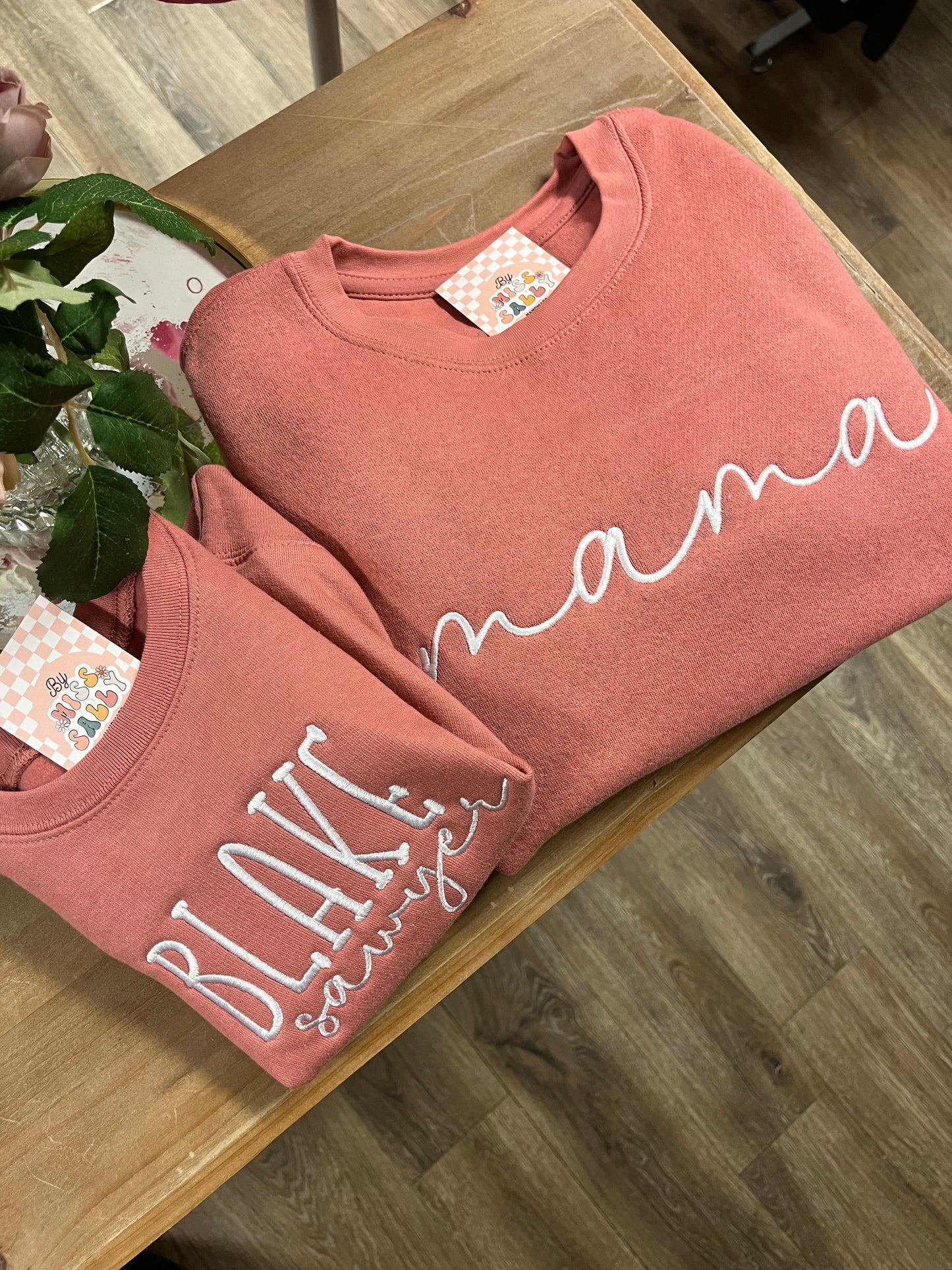 Embroidered Mom and Me Matching Crewneck Sweatshirts