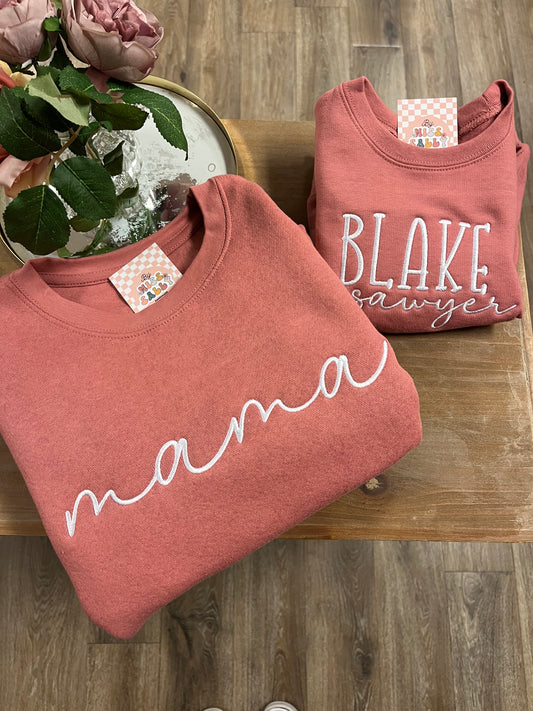 Embroidered Mom and Me Matching Crewneck Sweatshirts