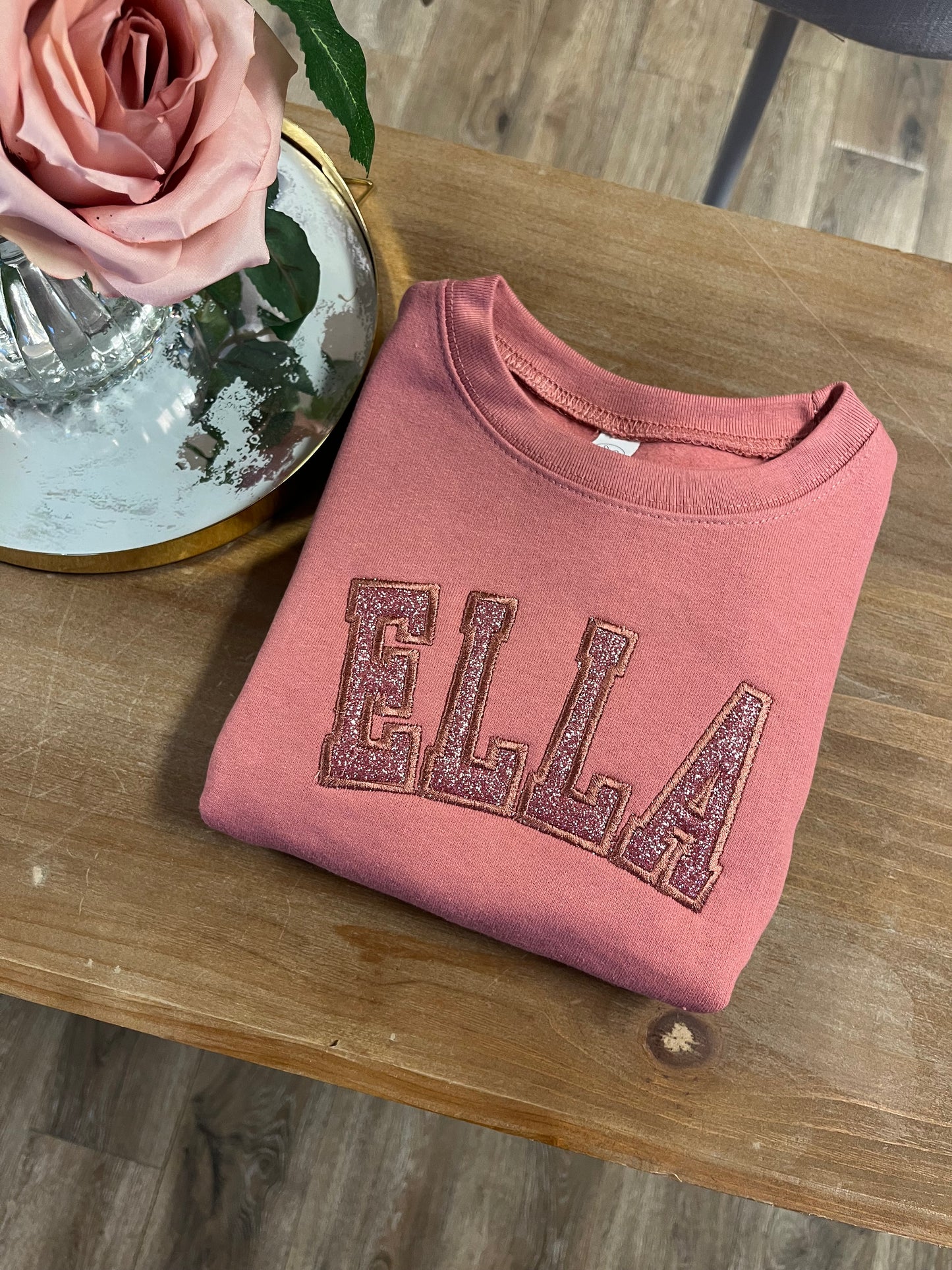 Custom Glittery Name Toddler Crewneck