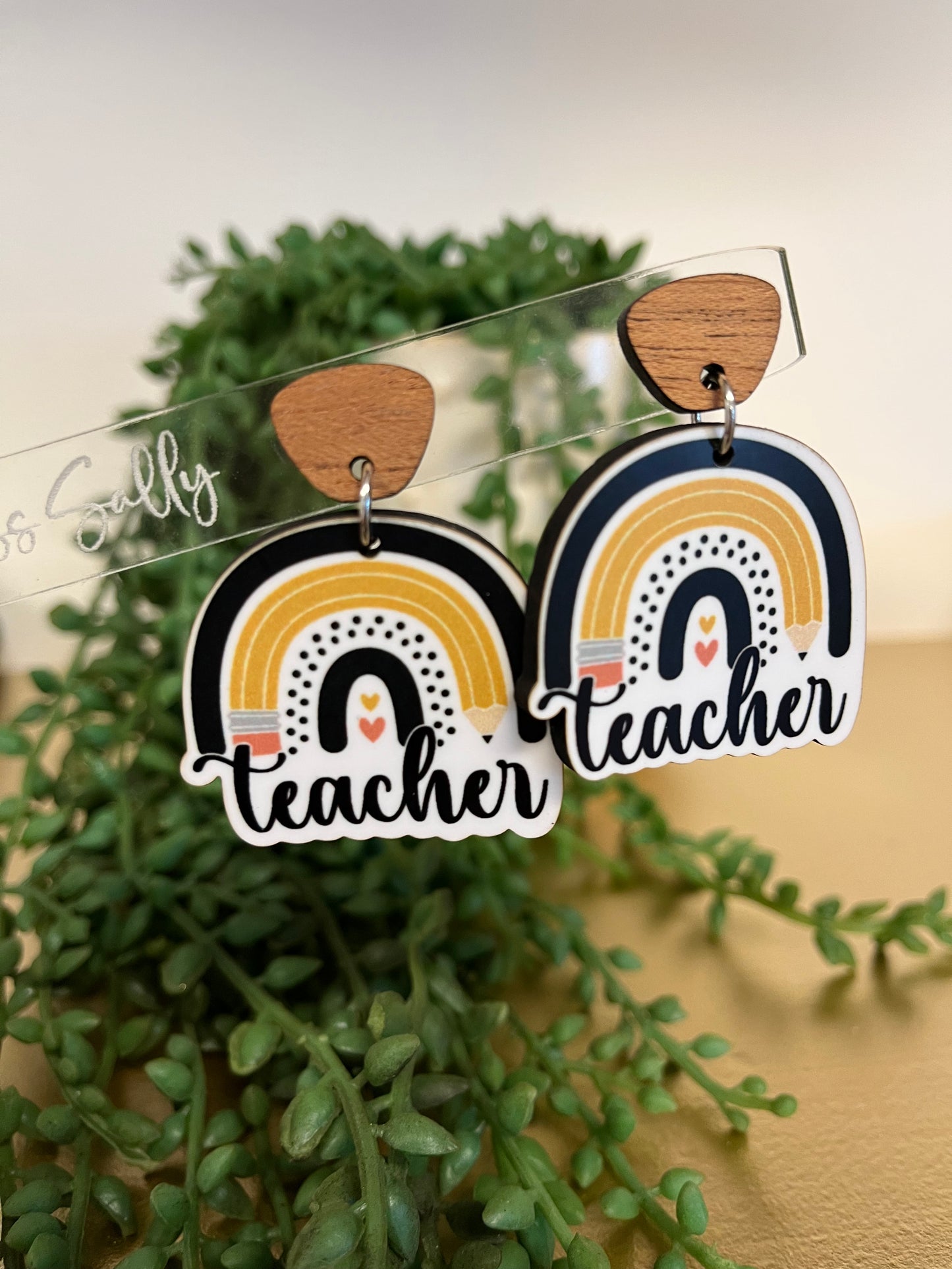 Rainbow Teacher Earrings