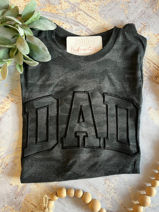 Embroidered Dad Tee in Black Camo