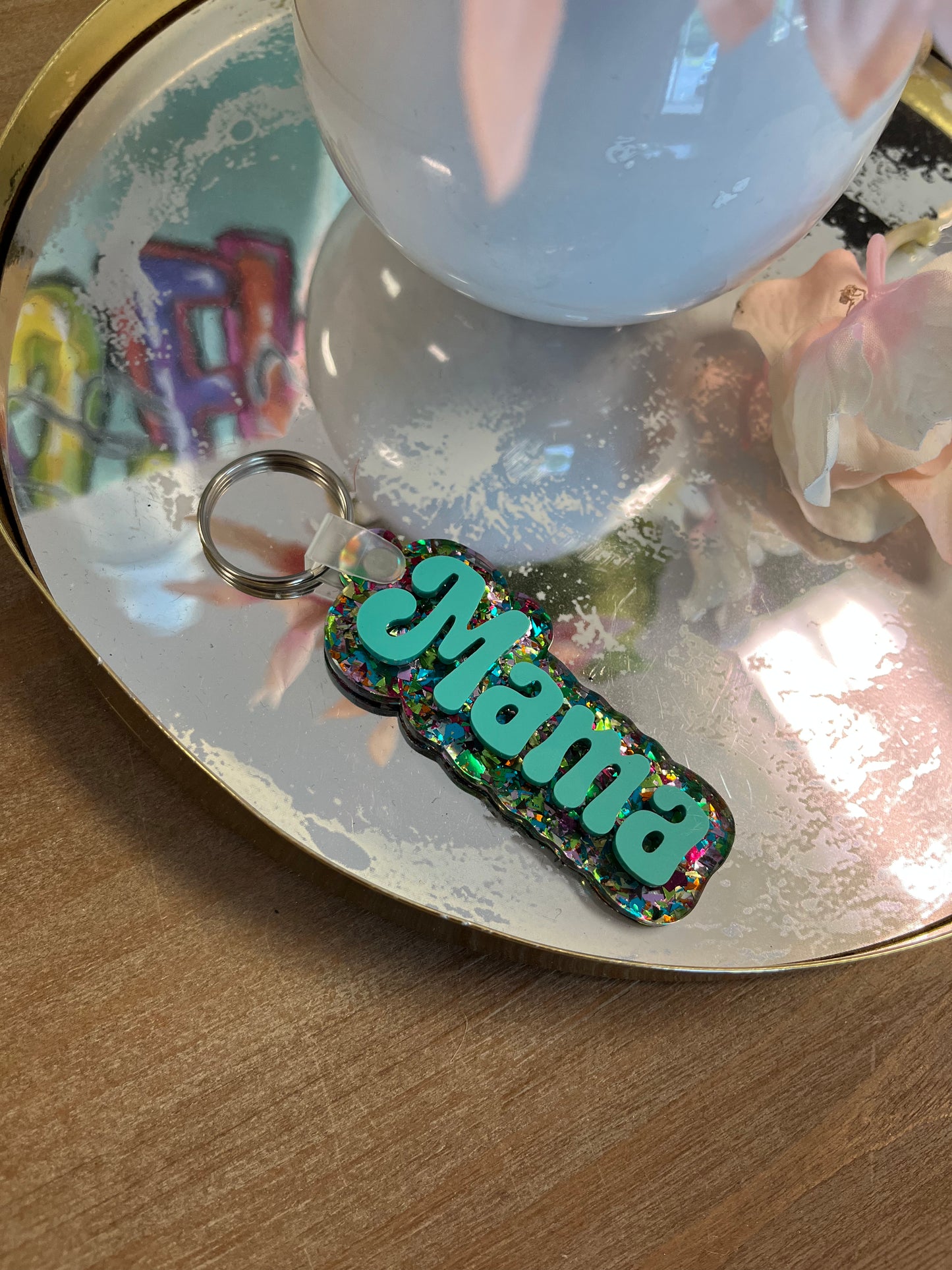 Turquoise Acrylic Name Keychain