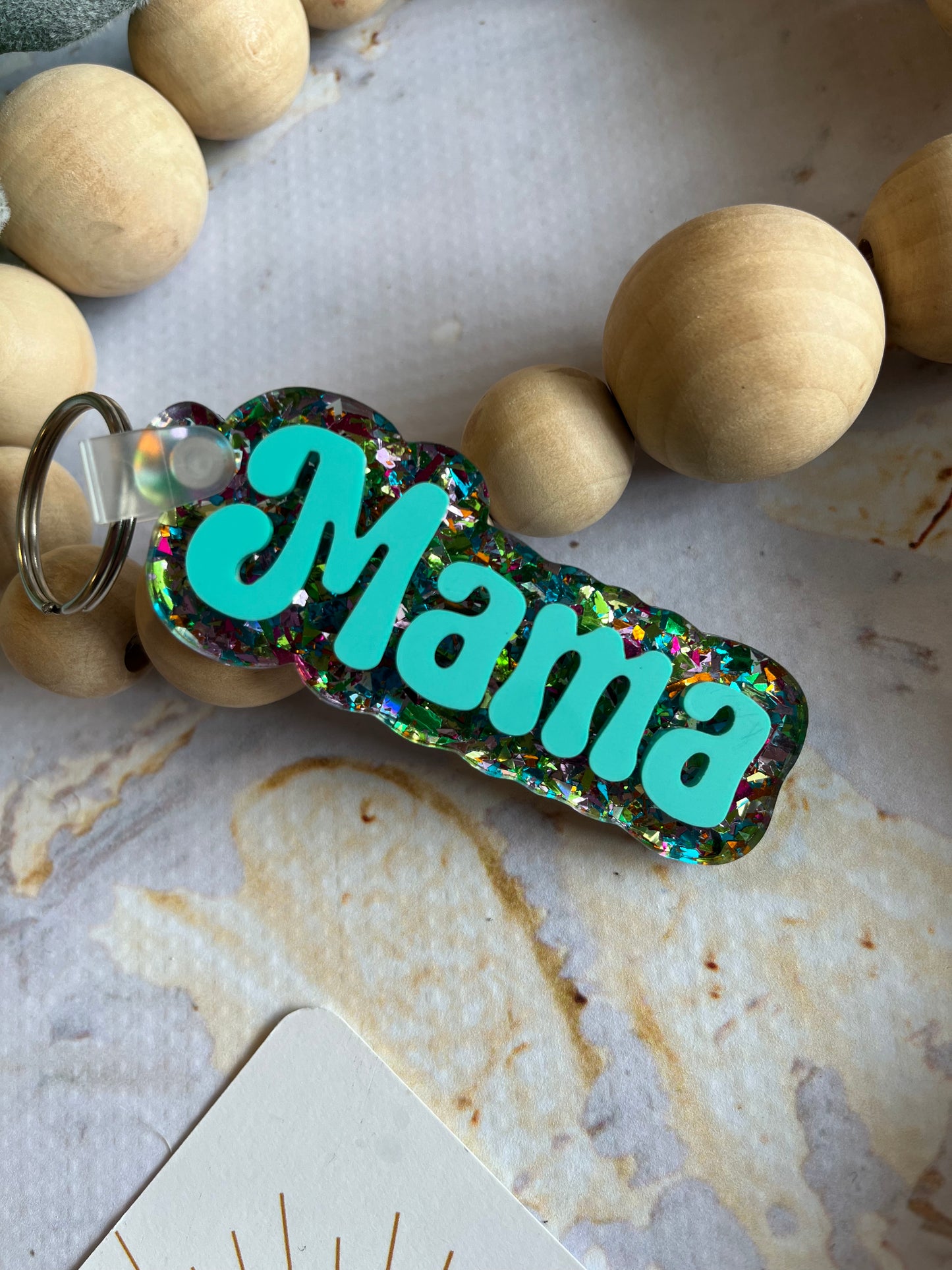 Turquoise Acrylic Name Keychain