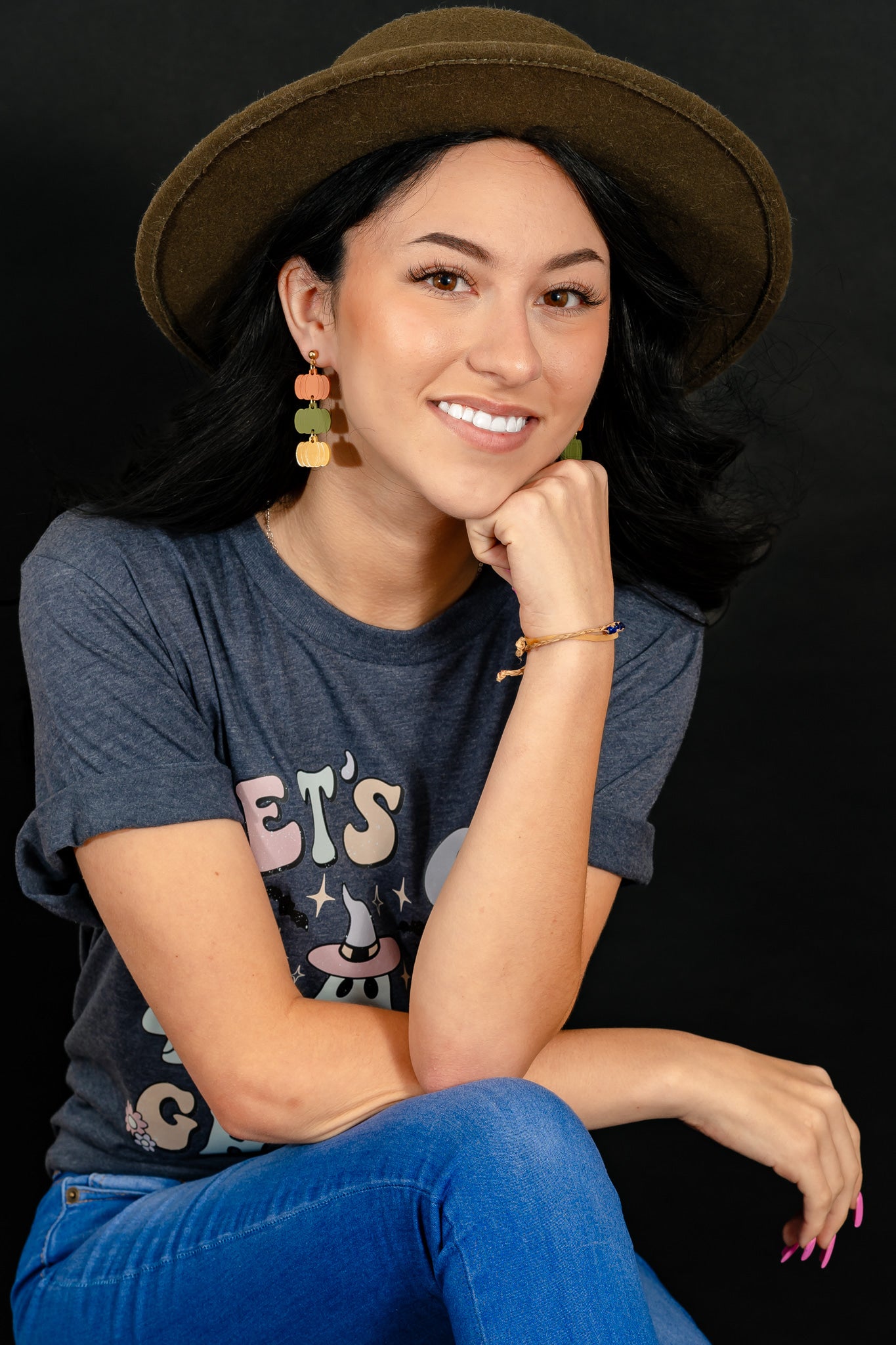 Fall Trio Pumpkin Earrings - Post Style