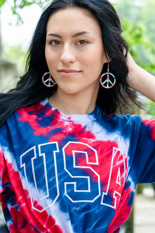 Embroidered USA Tie Dye Tee