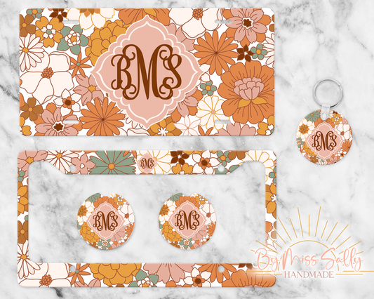 Monogram License Plate in Boho Floral