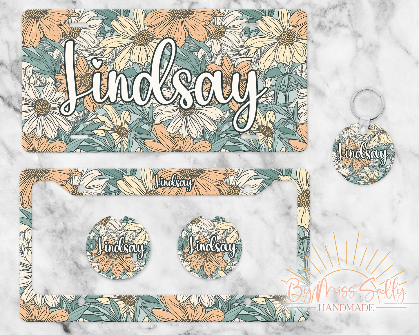 Personalized License Plate in Boho Floral