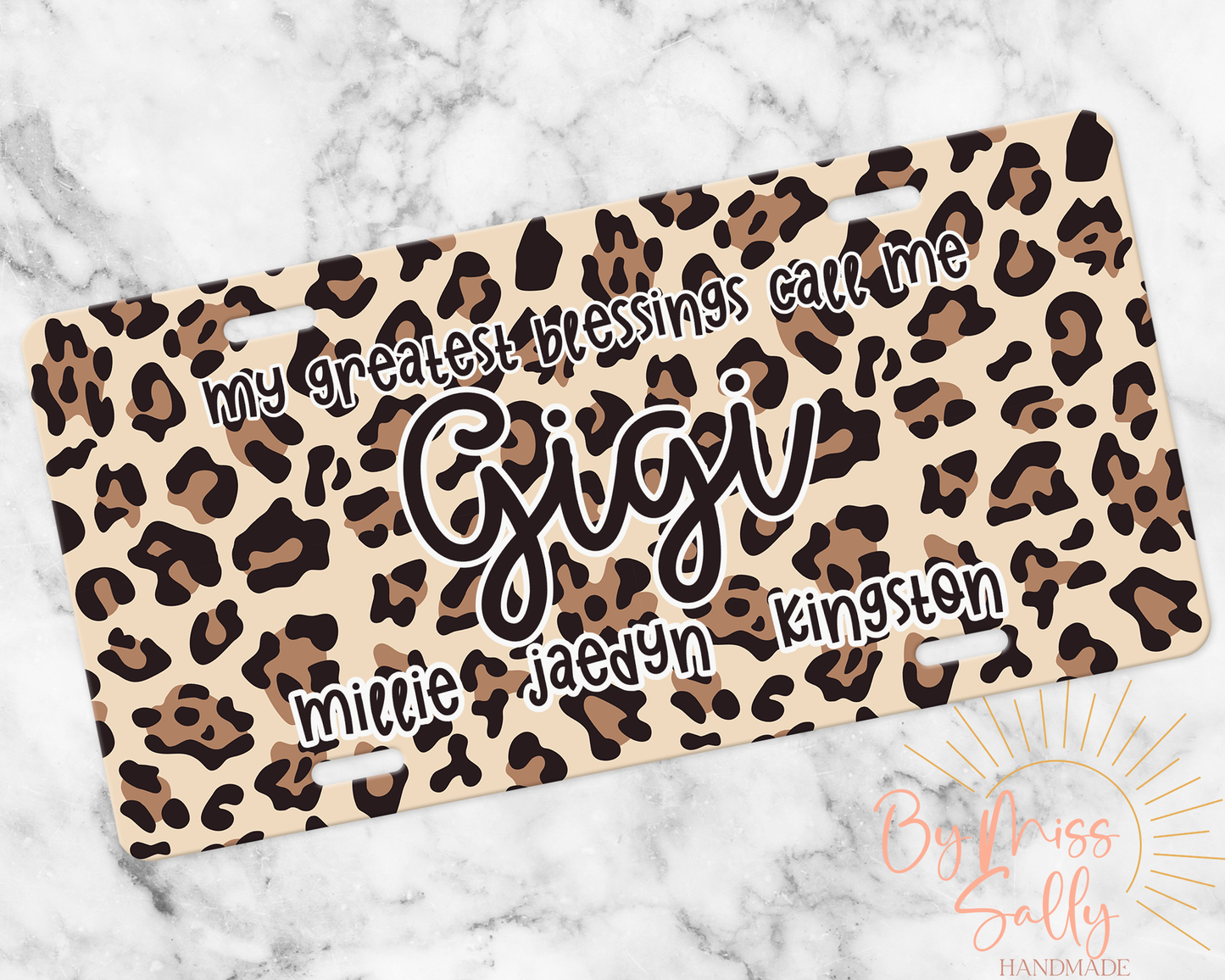 My Greatest Blessings Call Me Gigi License Plate, Custom Names - Leopard