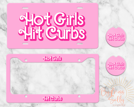 Hot Girls Hit Curbs License Plate Set