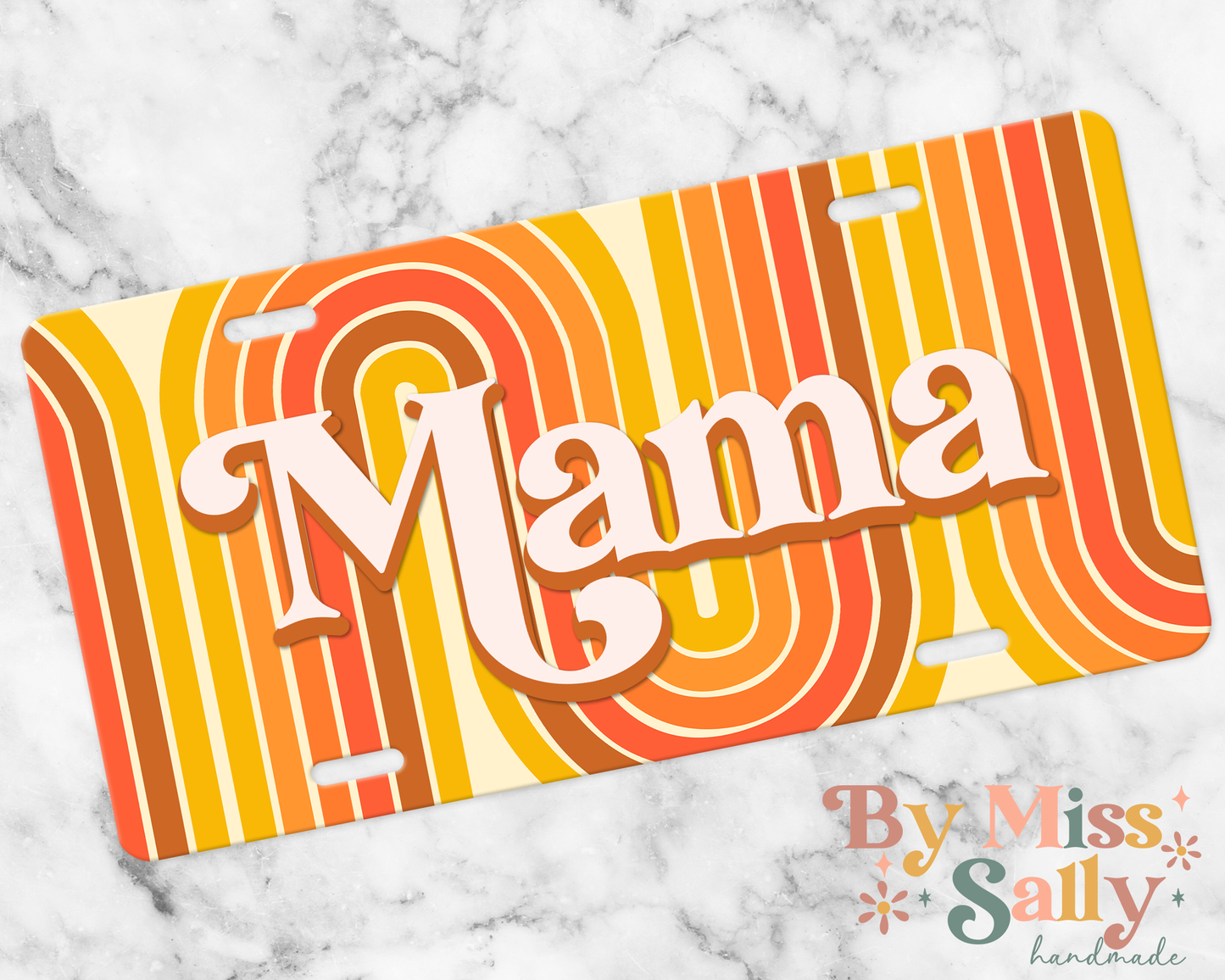 Boho Retro Mama License Plate