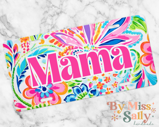 Bright Floral Mama License Plate