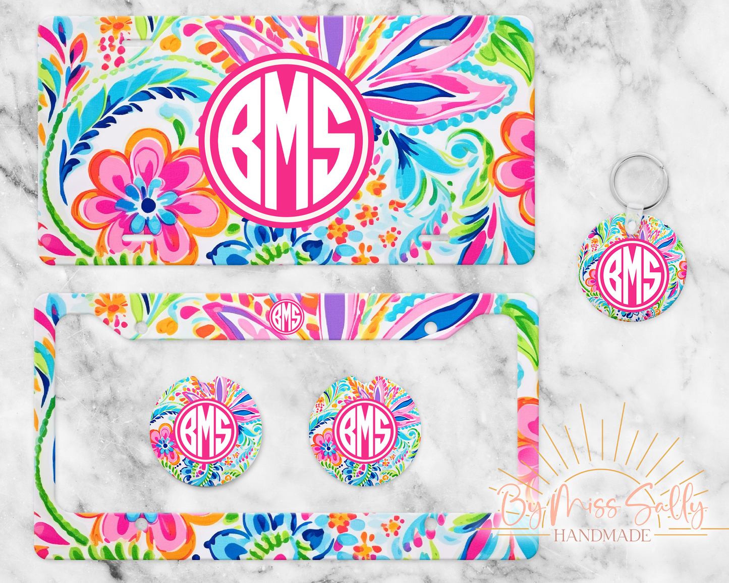 Monogram License Plate - Preppy Paisley