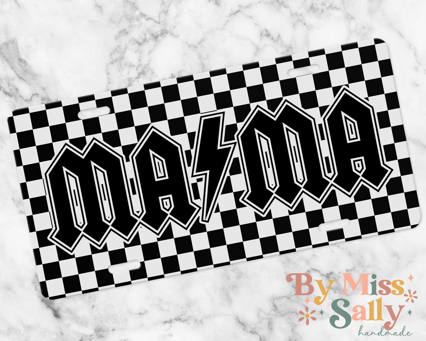 Mama License Plate - Checkered