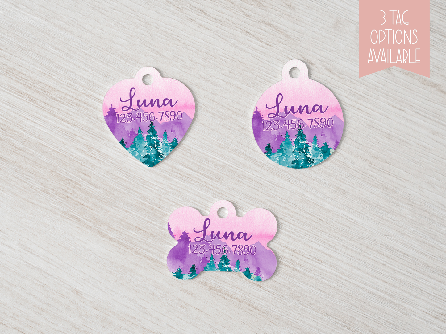 Purple Mountain Forest Pet Tag