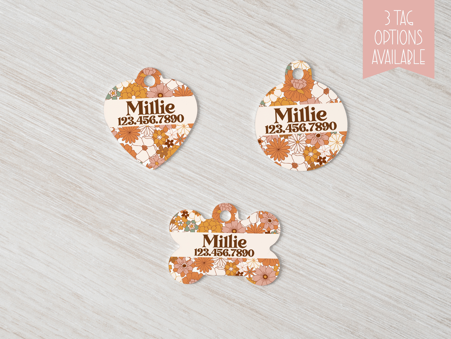 Boho Floral Pet Tag