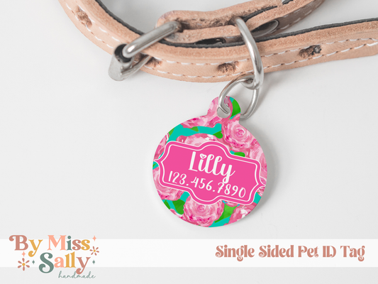 Preppy Roses Pet Tag