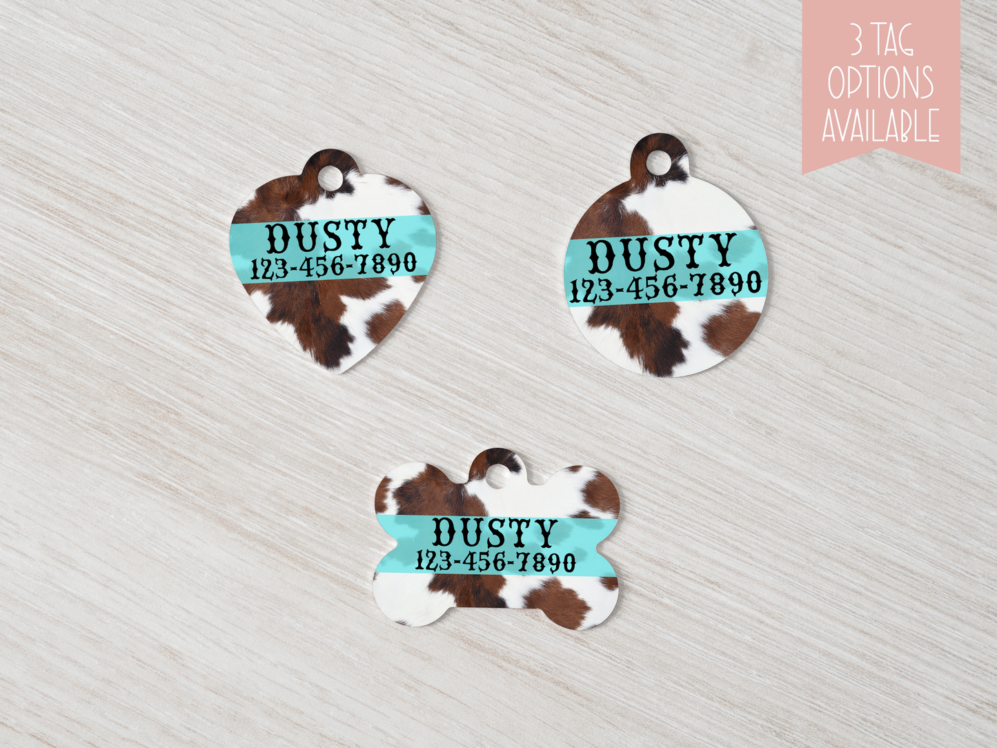 Cowhide Pet Tag