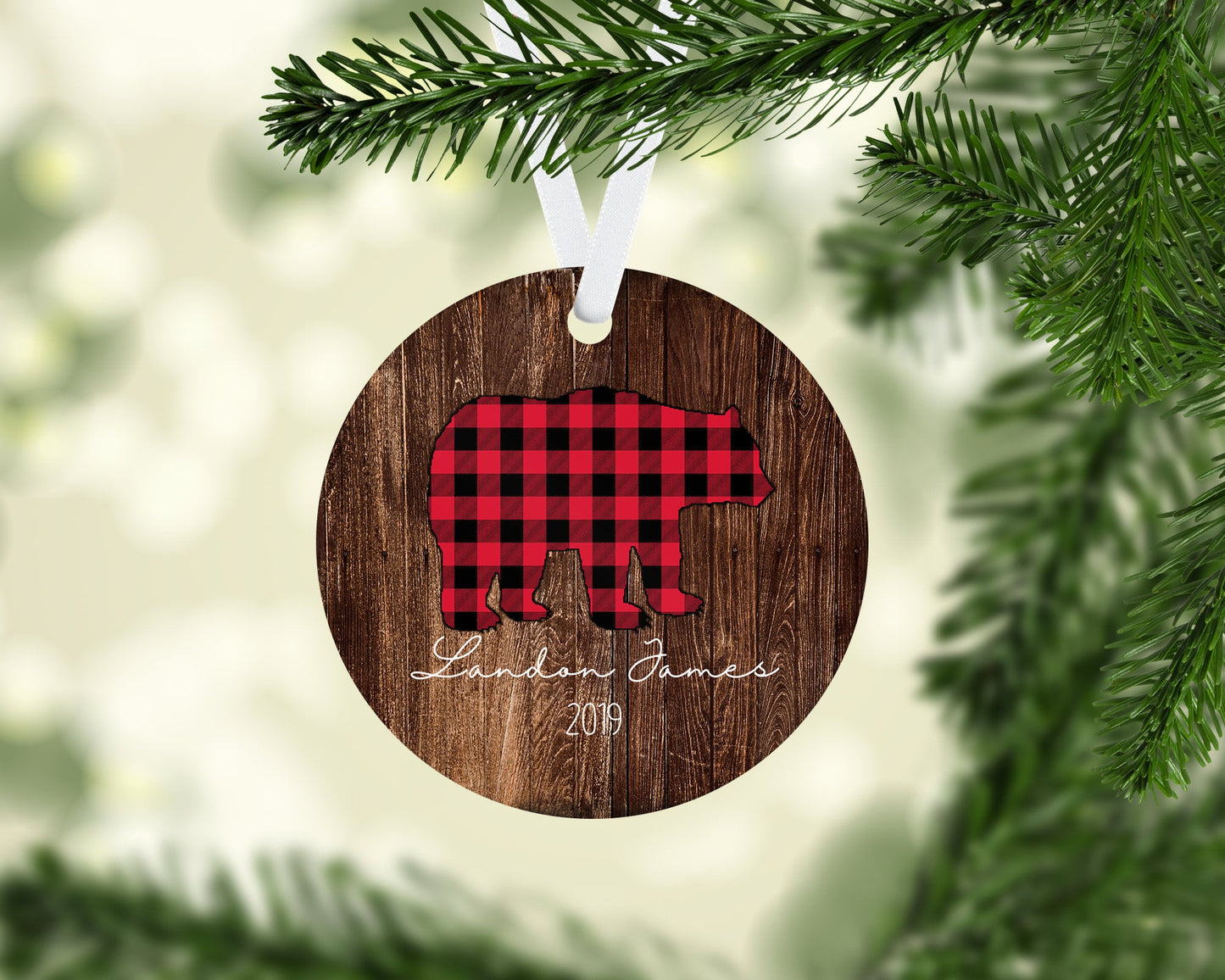 Rustic First Christmas Ornament - Bear