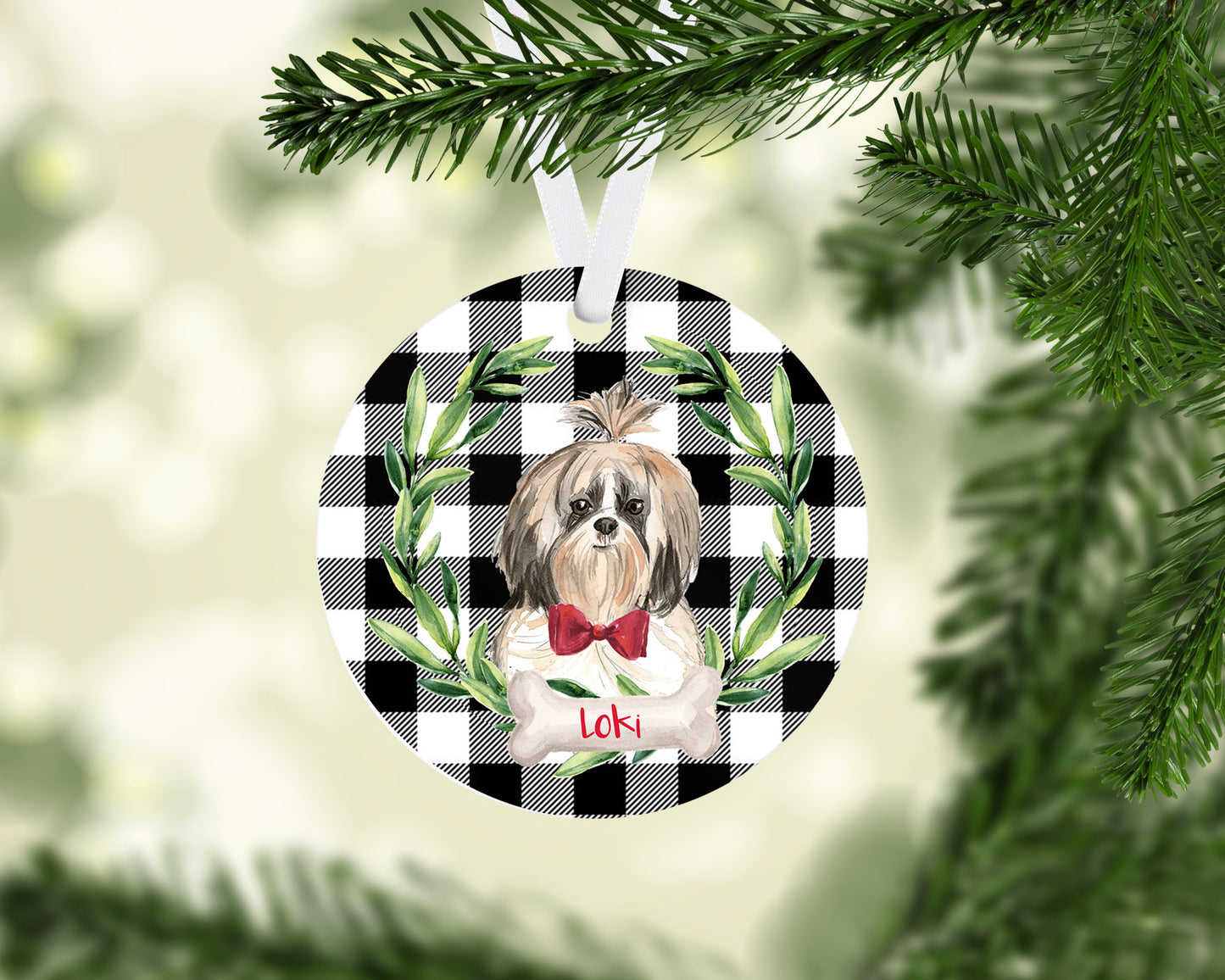 Shih Tzu Ornament, Personalized - Long Hair Shih Tzu