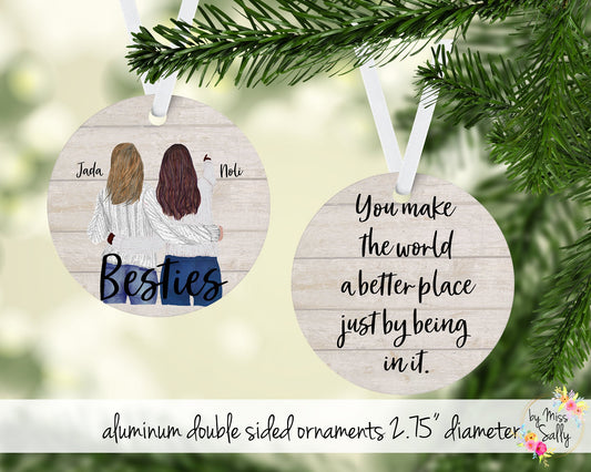 Personalized Best Friends Ornament - Besties