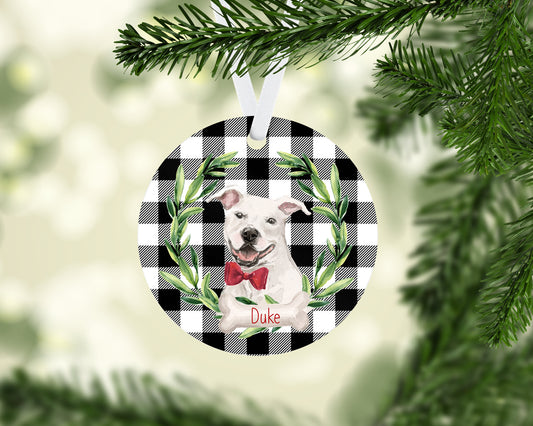 White American Staffordshire Terrier Ornament, Personalized