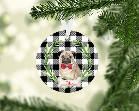 Pug Ornament, Personalized