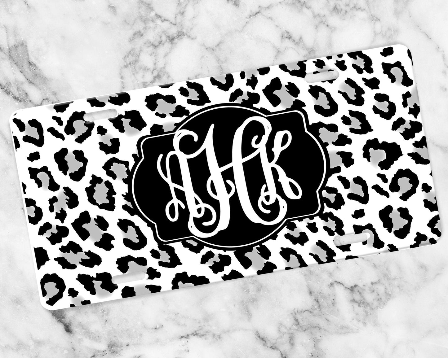 Monogram License Plate - Snow Leopard