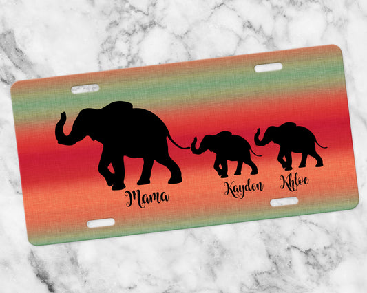 Elephant Personalized Front Car Tag