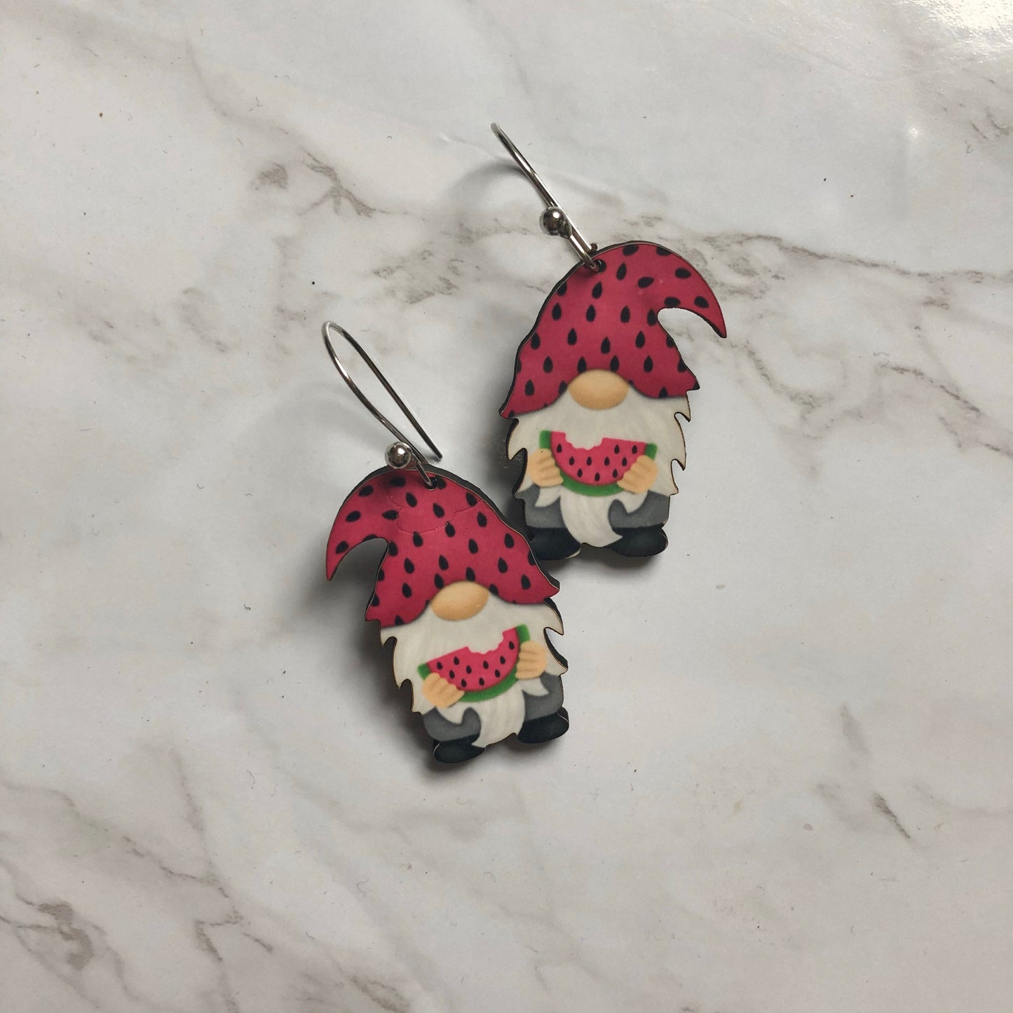 Watermelon Gnome Earrings