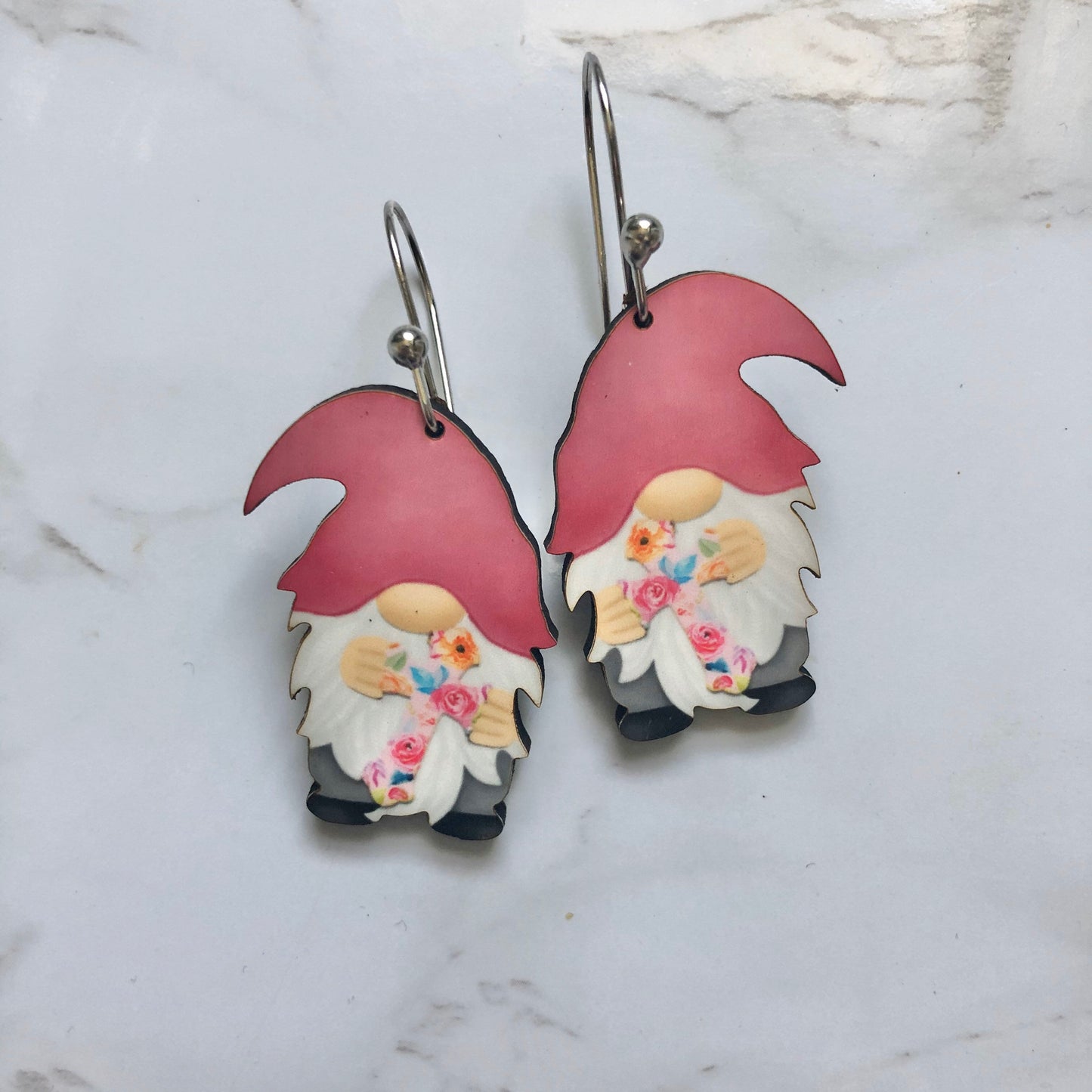 Floral Cross Gnome Earrings