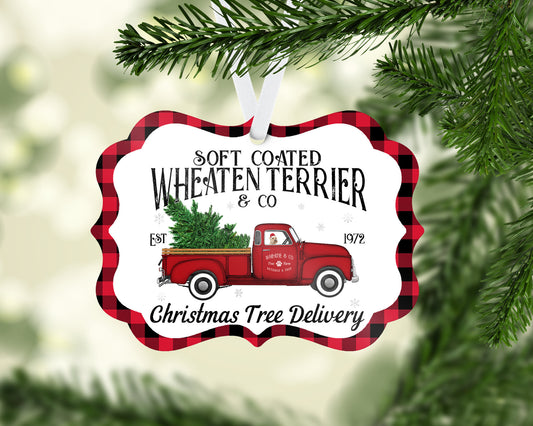 Wheaten Terrier Red Truck Ornament