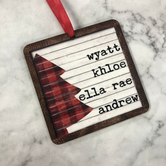 Custom Family Names Christmas Ornament