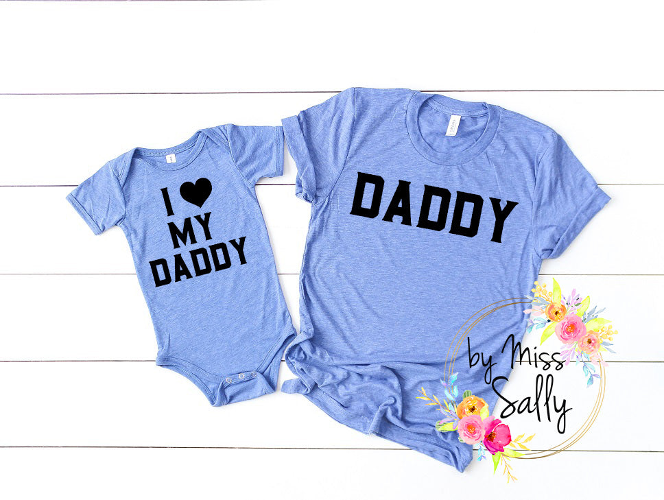 I Love My Daddy Tees in Denim