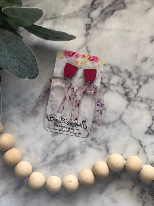 Iris Pink Arch Earrings