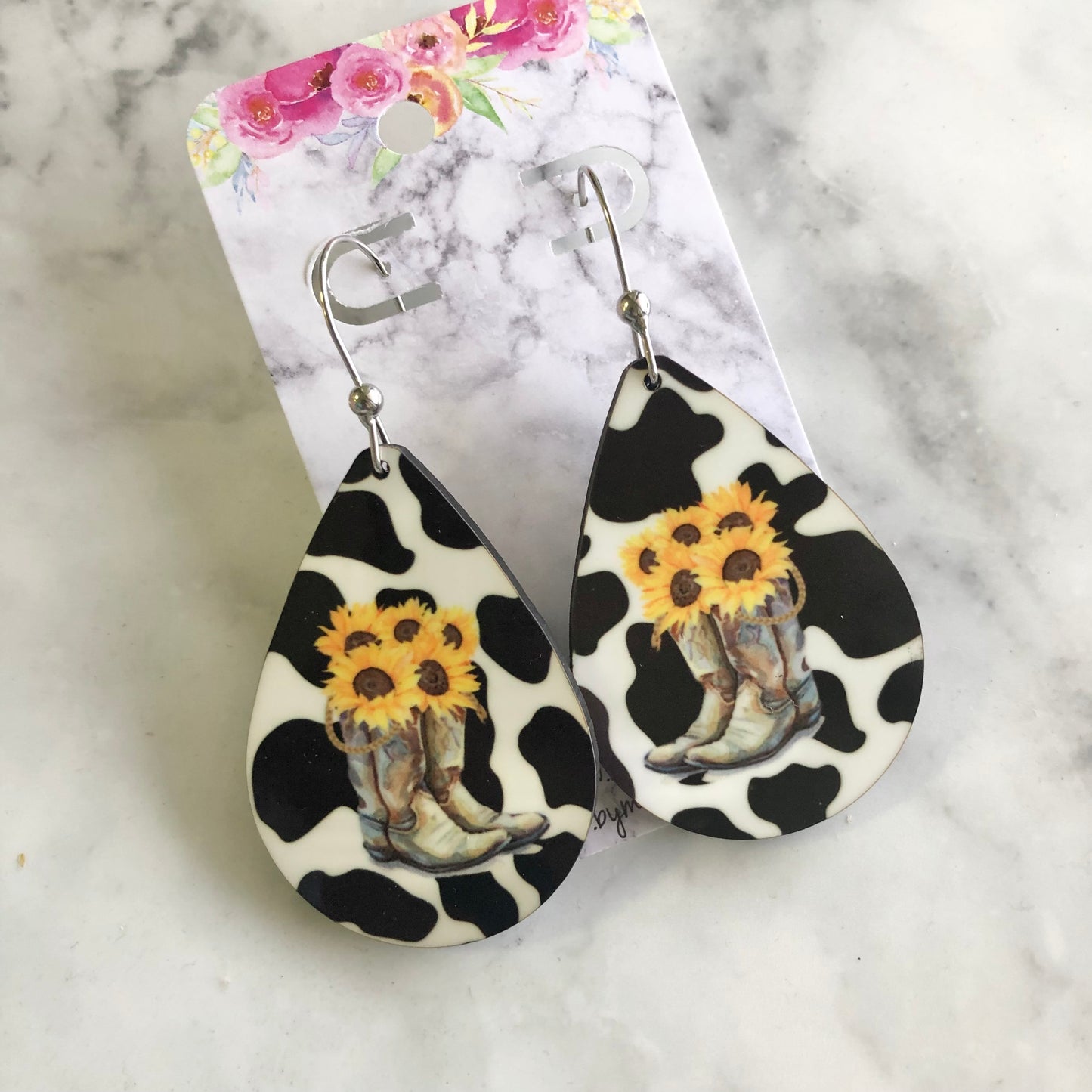 Sally Sunflower Boots Teardrop Earrings