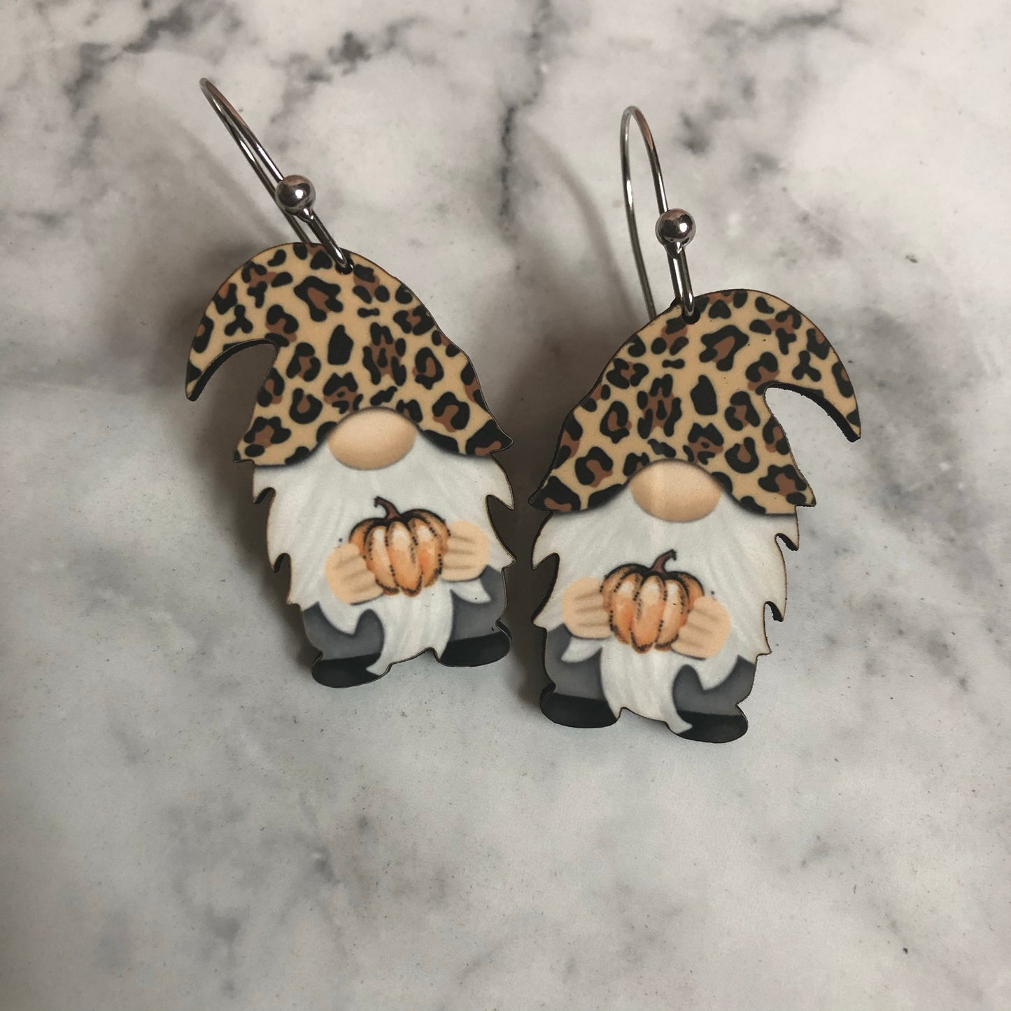 Leopard Pumpkin Gnome Earrings