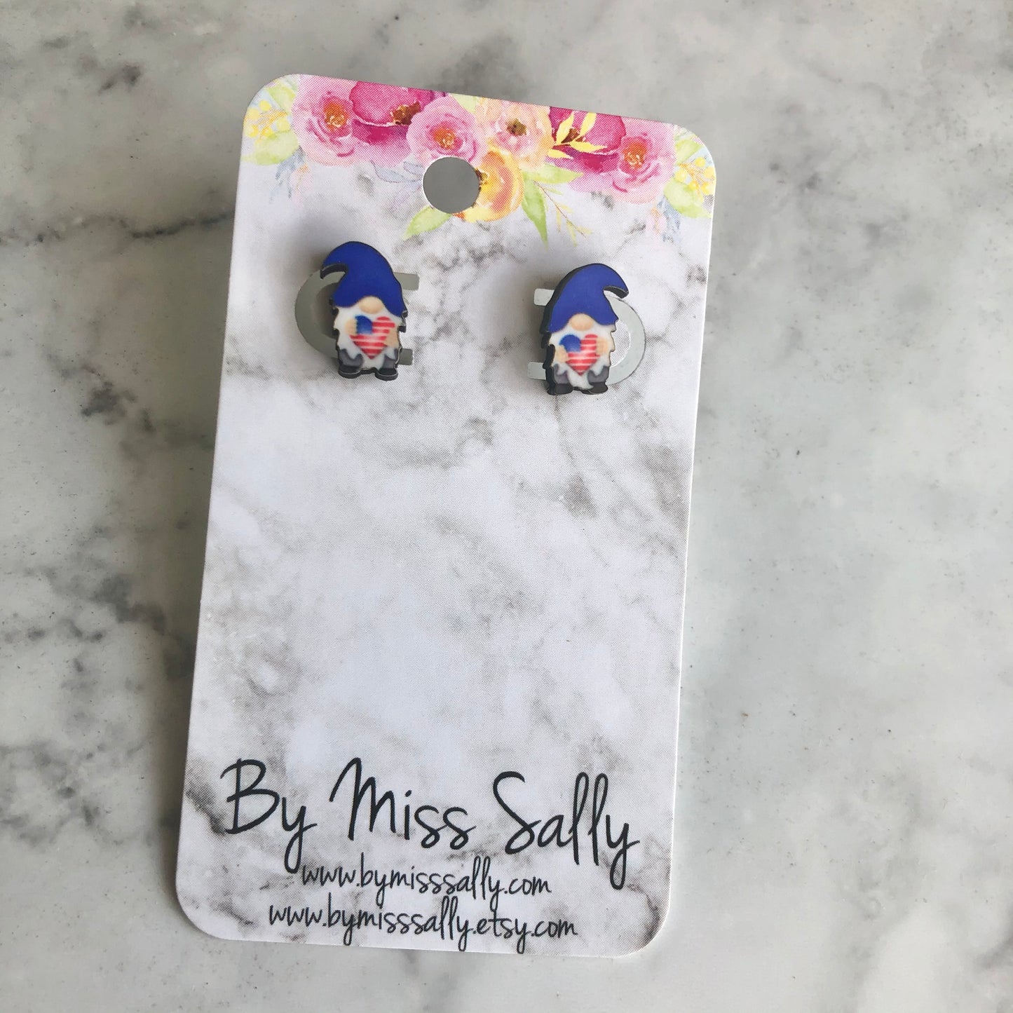 Patriotic Gnome Stud Earrings