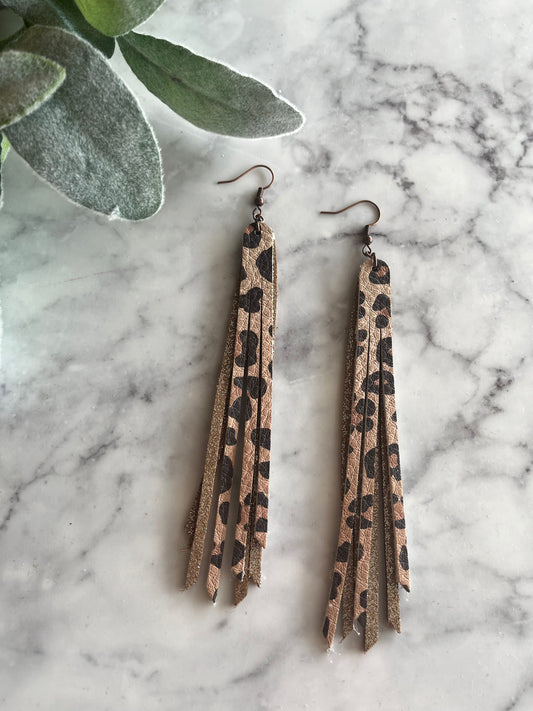 Tesla Fringe Earrings in Leopard