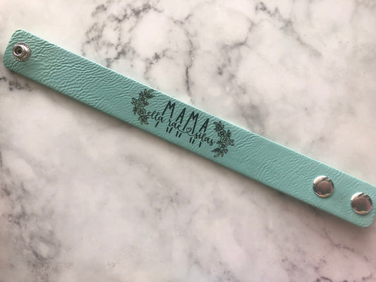 Mama Bracelet with Kids’ Names in Teal