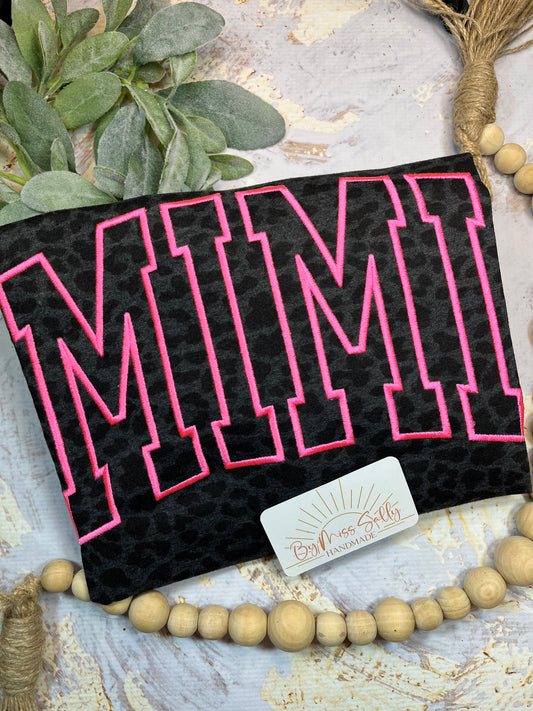 Embroidered Mimi Tee in Black Leopard
